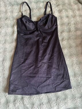 NANCY GANZ Body Slimmer Women's Black Slip Dress with Built-In Cups